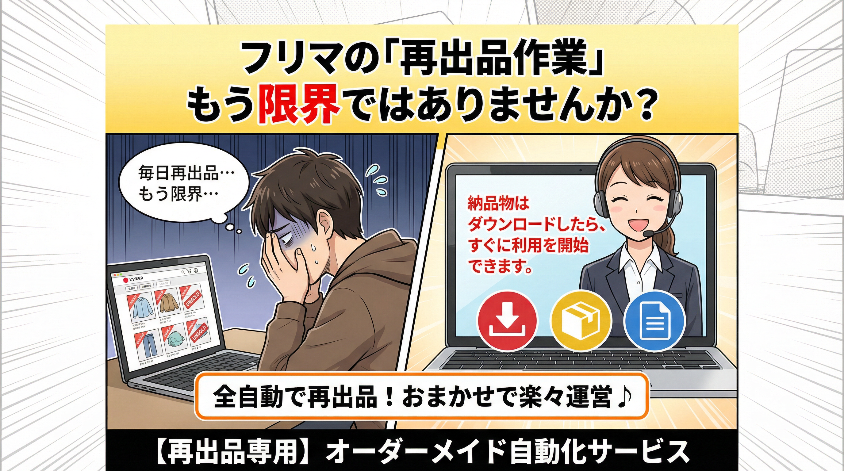 フリマアプリ再出品・自動化します