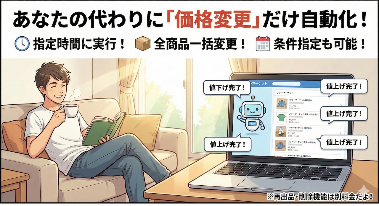 フリマアプリの全ての商品を自動的に値下げします。 サムネイル